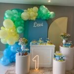 Leia mais sobre o artigo 1 Aninho – Chá de Bebe Painel Romano/Oval e Painel Meia Lua – Trabalho de Bolas Com Arco Orgânico