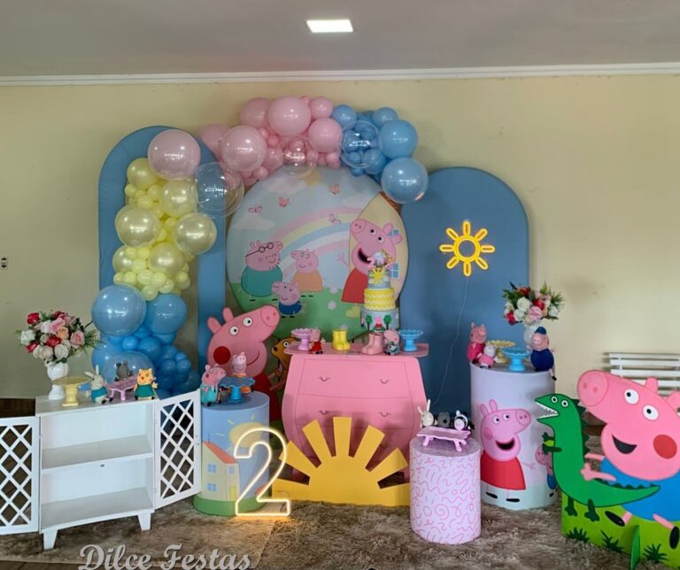 Leia mais sobre o artigo Peppa Pig Painel Redondo e Oval – Trabalho de Bolas Com Arco Orgânico