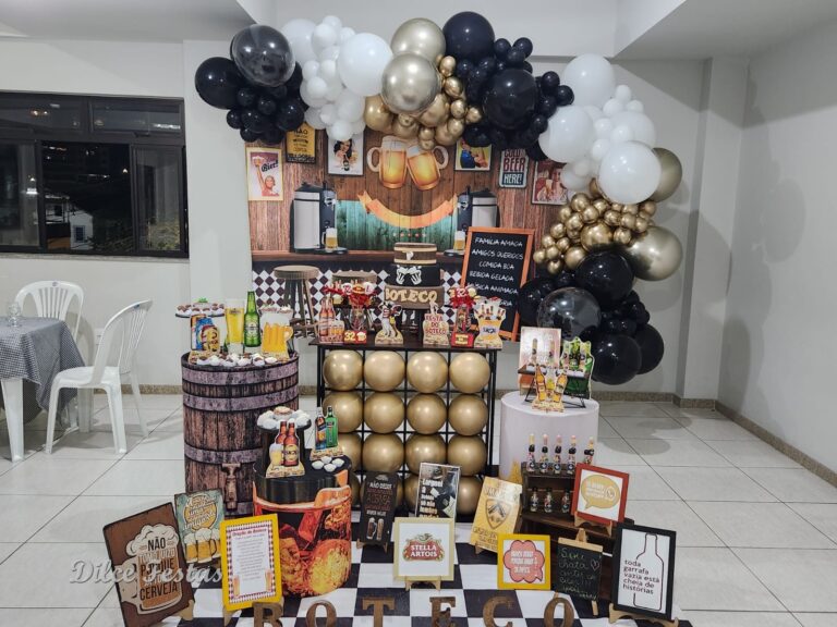 Leia mais sobre o artigo Festa do Boteco Painel Reto – Adulto – Arco de Balões Orgânico