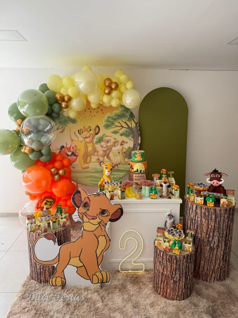 Leia mais sobre o artigo Rei Leão Simba Painel Redondo e Oval –  Trabalho em Balões com Arco Orgânico