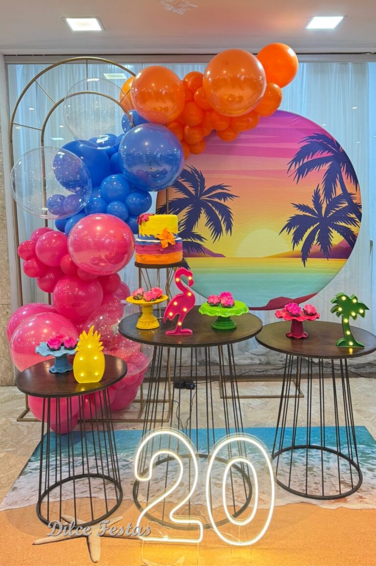 Leia mais sobre o artigo Tardezinha/Tropical Painel Redondo e Portal Álbum V- Trabalho em Balões com Arco Orgânico