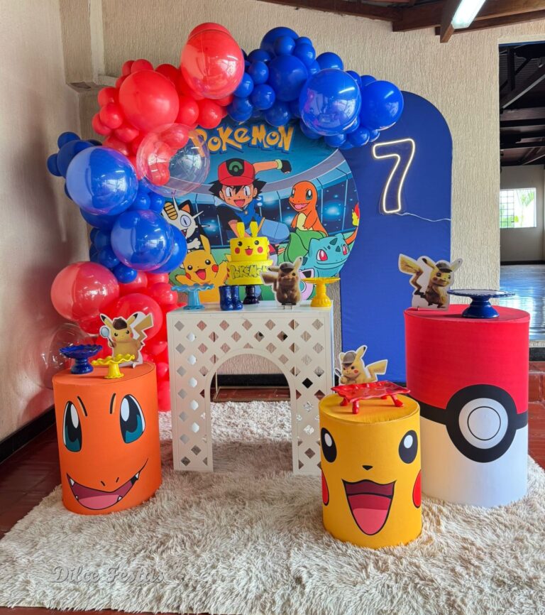 Leia mais sobre o artigo Pokémon Painel Redondo e Oval – Decoração em Balões com Arco Orgânico
