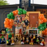 Leia mais sobre o artigo Chaves Painel Redondo e Painel Porta 71 – Decoração em Balões com Arco Orgânico Verde e Laranja